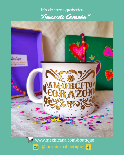 trio de tazas "amorcito corazón"